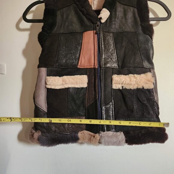 NEW Patchwork Leather Vest Handmade Handcrafted Size Extra Small XS Black Brown - Picture 11 of 11